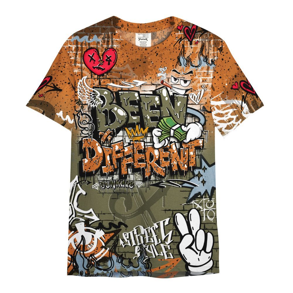 Shirt To Match Olive 5s - Been Dif2erent Drip Graffiti All Over Print