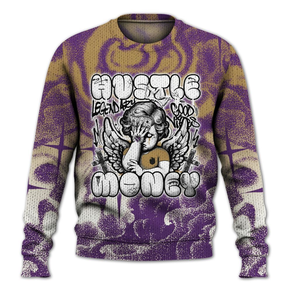 Sweater To Match Air Diamond Turf Ravens - Angel Hustle Money Graphic