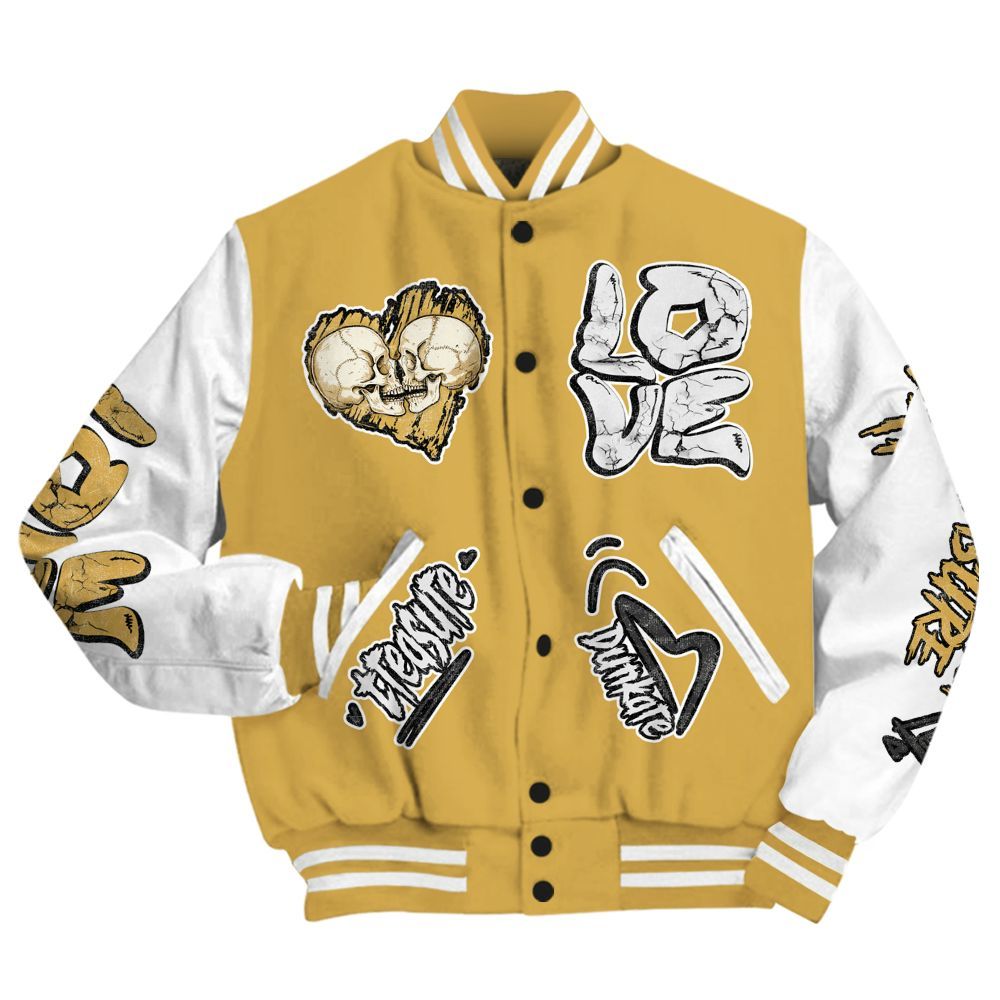 Varsity Jacket To Match Retro Light Ginger 14s - Skull Bear All Over Print