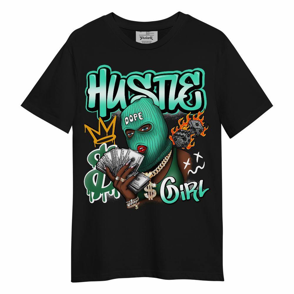 Shirt To Match Black Green Glow 3s - Money Hustles Girl Streetwear Unisex Shirt