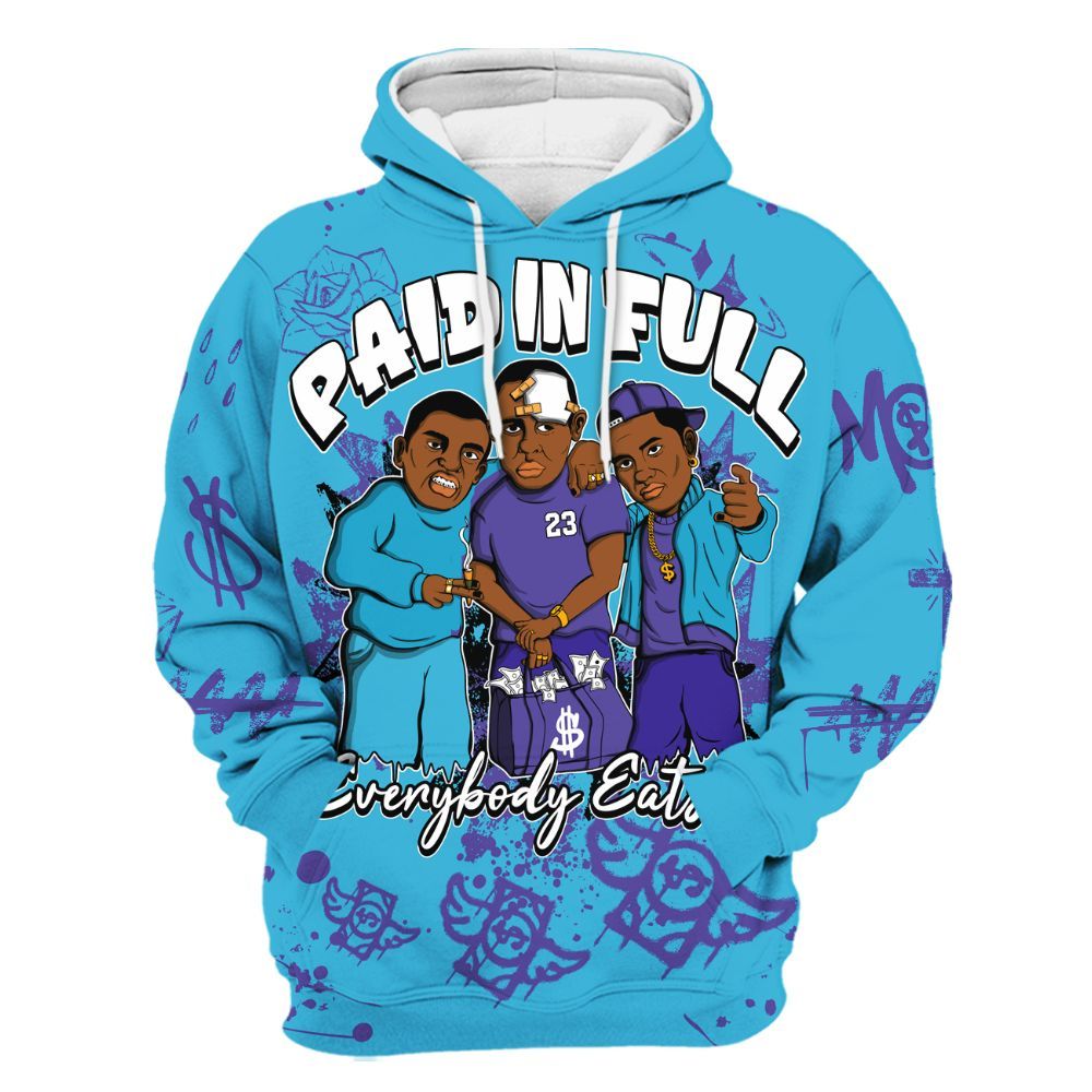 Hoodie To Match Retro Aqua 6s - Everybody Paid In Full Crayon All Over Print