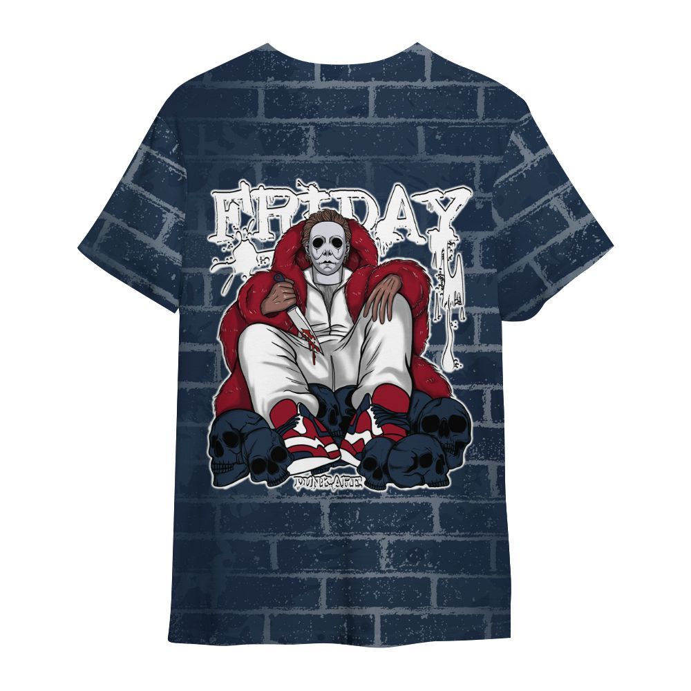 Shirt To Match White Midnight Navy 6s - Friday Brick All Over Print