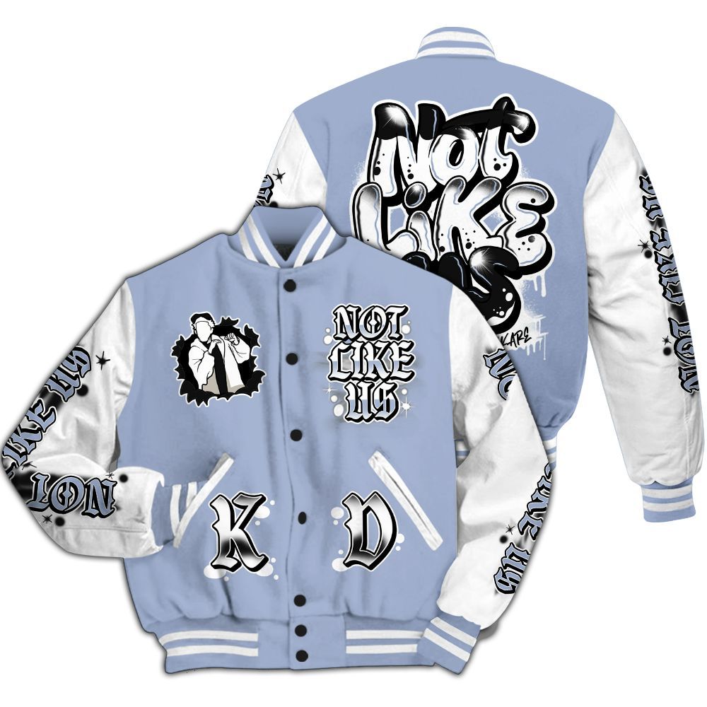 Varsity Jacket To Match Retro Blue Grey 13s - None Like Us Graphic All Over Print