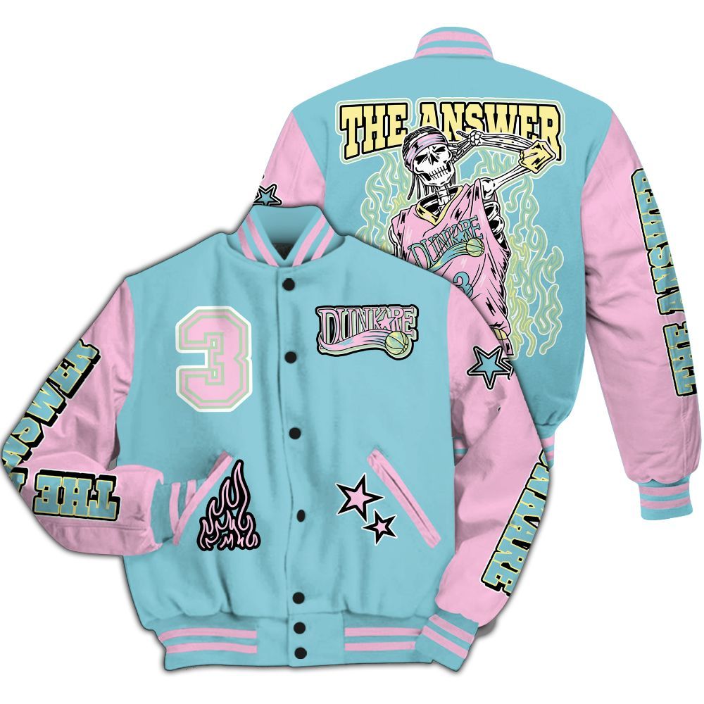 Varsity Jacket To Match SB Dunk Low Visty - Allen Answer Skeleton All Over Print