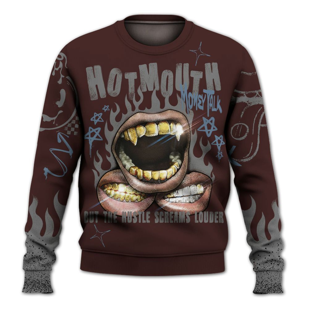 Sweatshirt To Match Burgundy 5s - Mouth Burning Street Style All Over Print