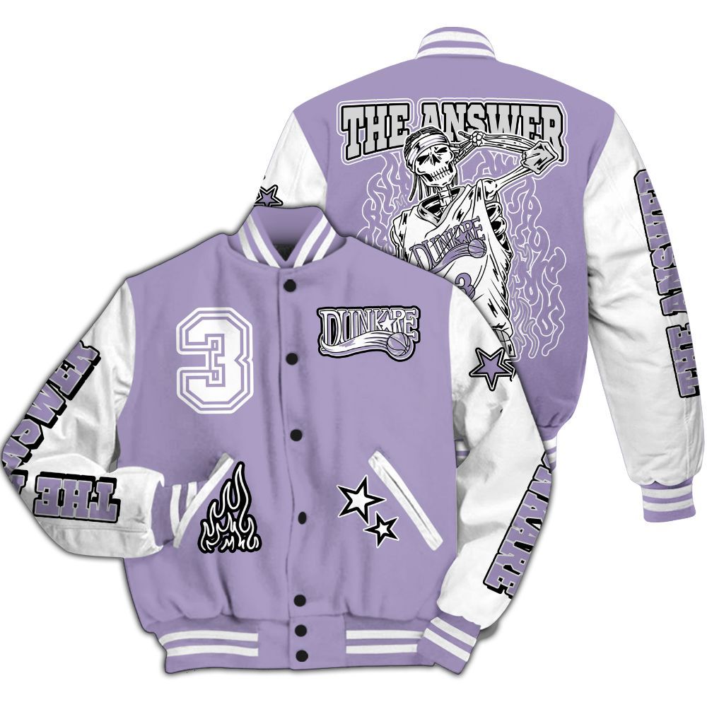 Varsity Jacket To Match Low Pure Violet 11s - Allen Answer Skeleton All Over Print