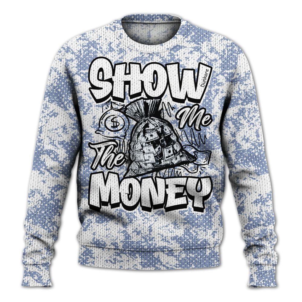 Knitted Sweater To Match Retro Blue Grey 13s - Show Me The Money Retro