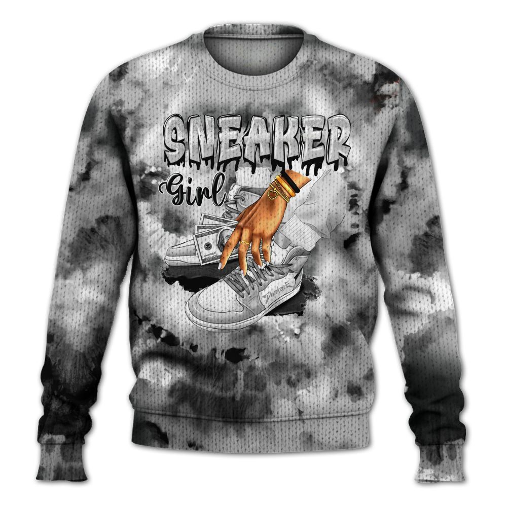 Knitted Sweater To Match Low 85 Metallic Black 1s - SNEAKER Girl Money Drip Tie Dye