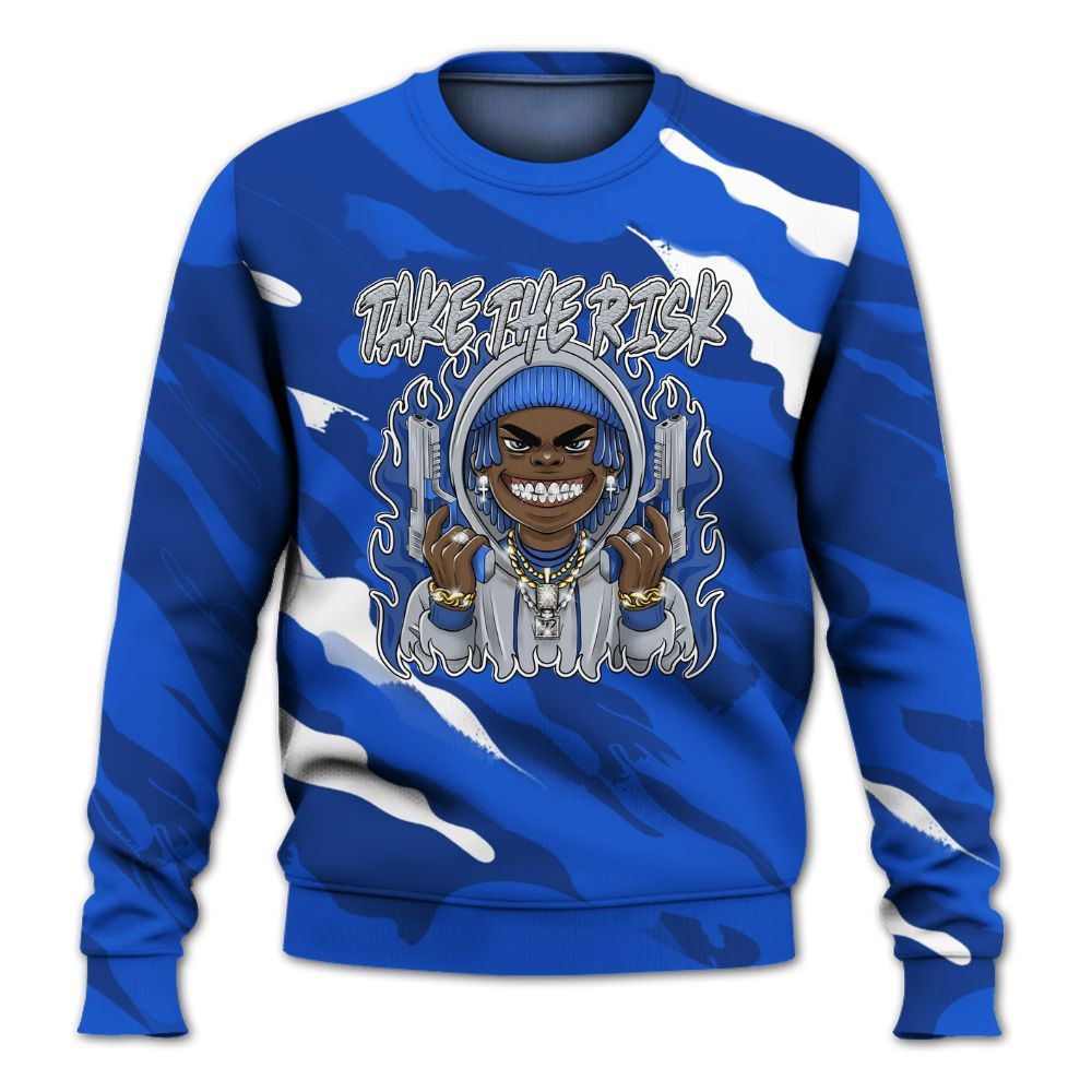 Sweatshirt To Match Air Foamposite One Royal - Take The Risk Colored All Over Print