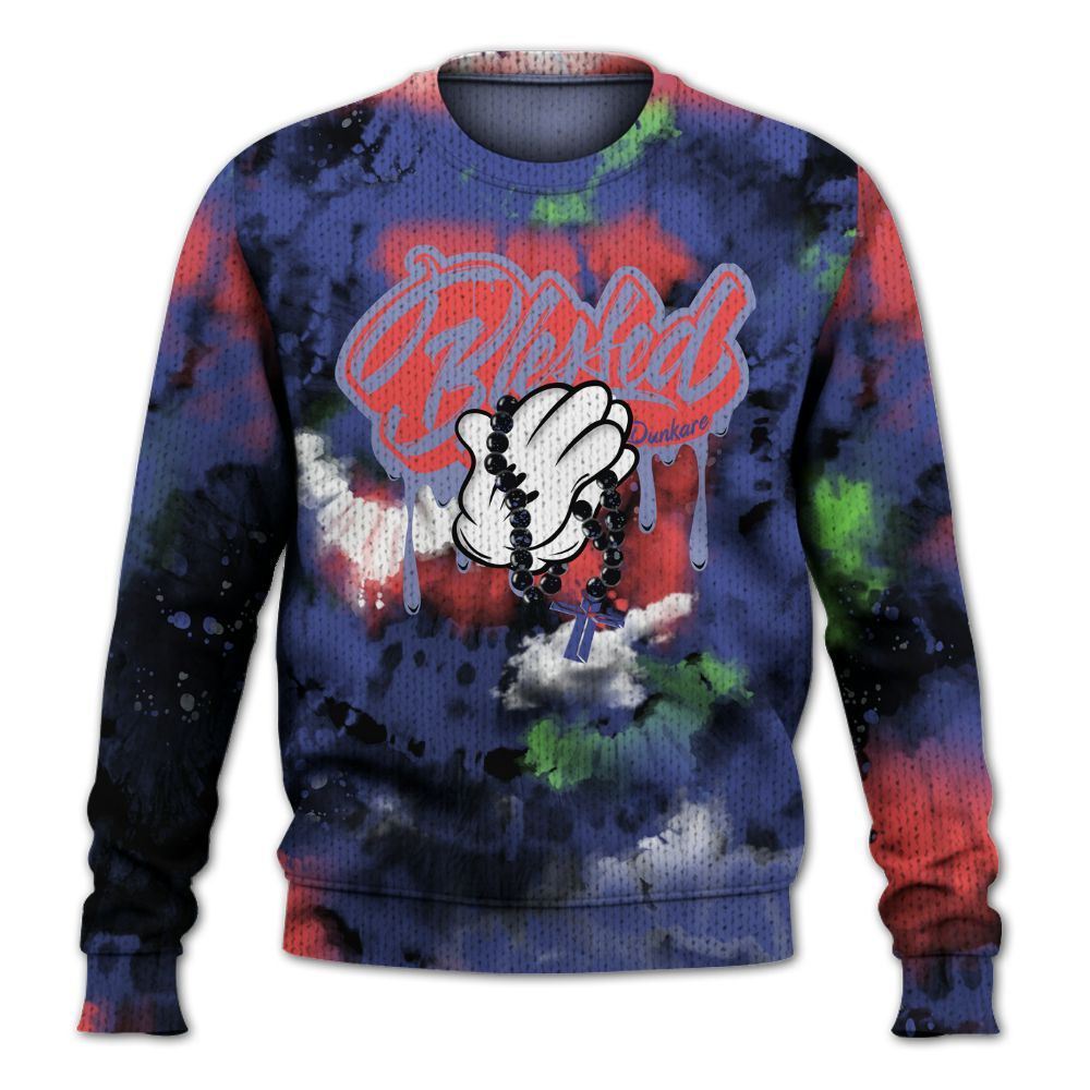 Knitted Sweater To Match KD 4 Nerf - God Blessed Tie Dye