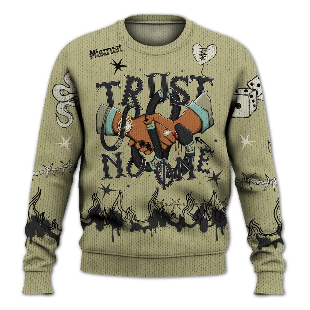 Knitted Sweater To Match Dunk Low Suede Olive Aura - Trust No One Snake-Bite Doodle Crayon