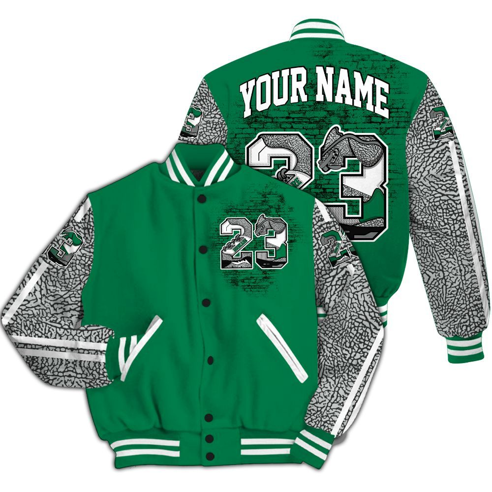 Varsity Jacket To Match Pine Green 3s - Custom Name Number 23 5s All Over Print