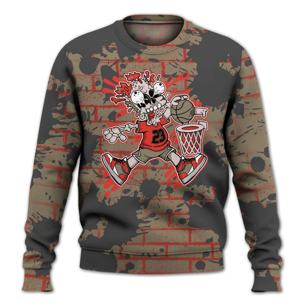 Sweatshirt To Match Olive 9s - 85's Dunks Graphic Halloween All Over Print