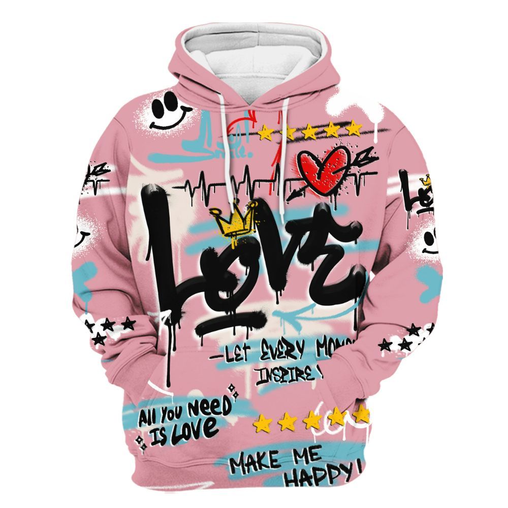 Hoodie To Match Doernbecher 6s - Happy Love Beats Graffiti Streetwear All Over Print