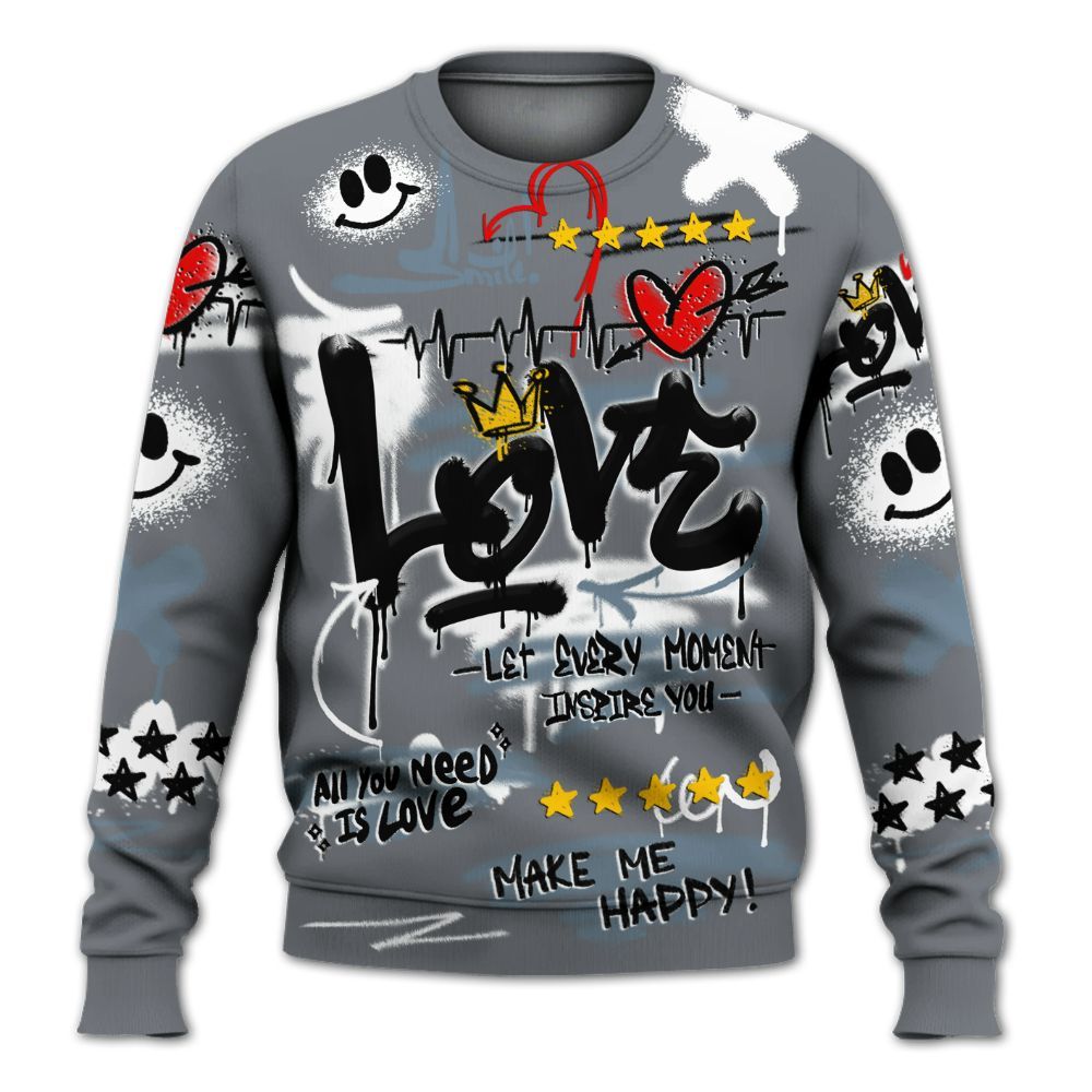 Sweatshirt To Match Air Max DN Silver Bullet - Happy Love Beats Graffiti Streetwear All Over Print