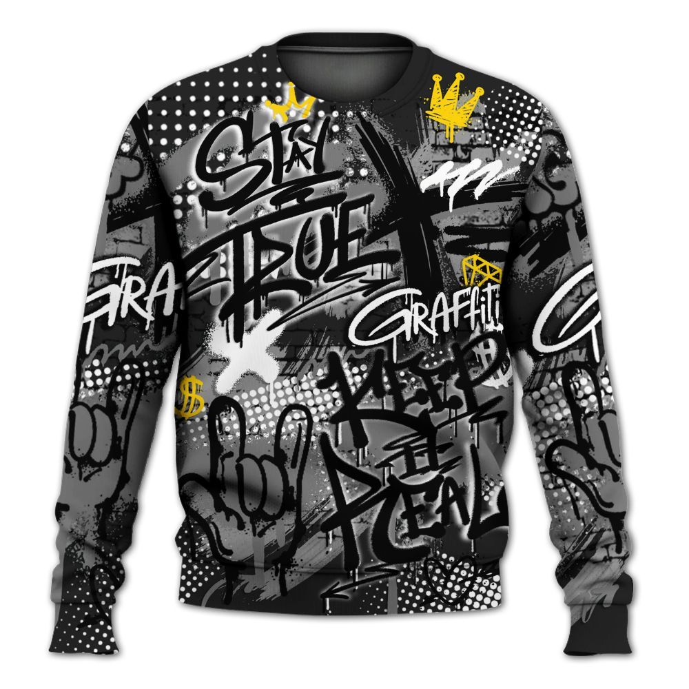 Sweatshirt To Match Black Cat NET 4s - True It Real Graffiti Streetwear All Over Print