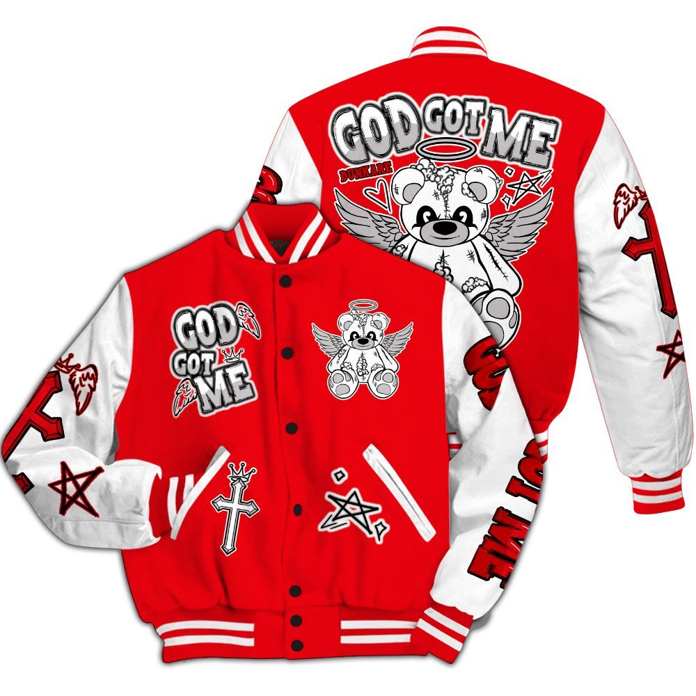 Varsity Jacket To Match Air Max 1 Low Poly - Gods Guides Me Bear All Over Print