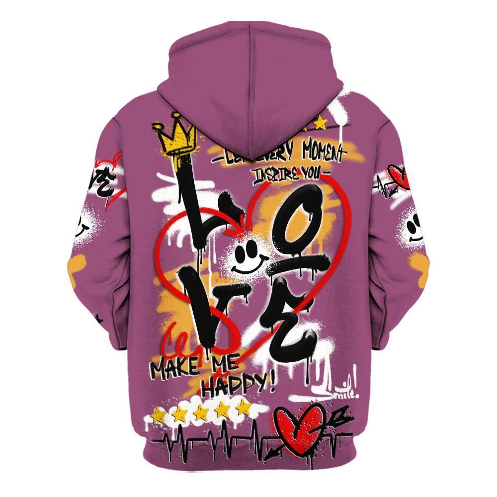 Hoodie To Match High OG Brotherhood 1s - Happy Love Beats Graffiti Streetwear All Over Print