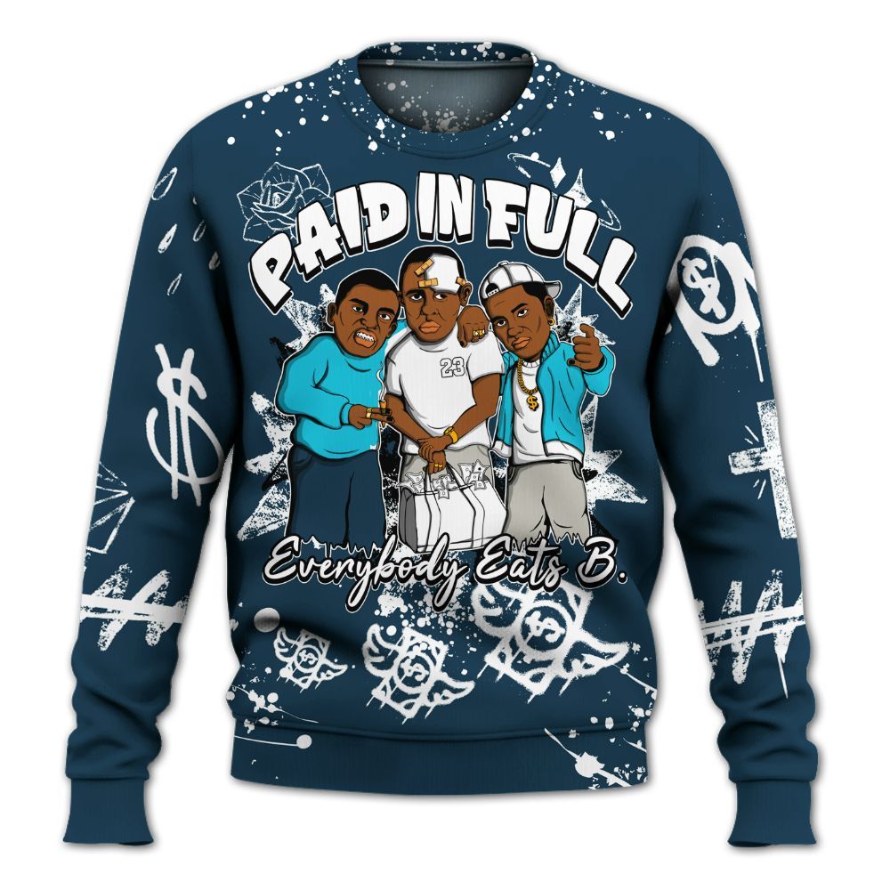 Sweatshirt To Match Air Navy Baltic Blue - Everybody Paid In Full Crayon All Over Print