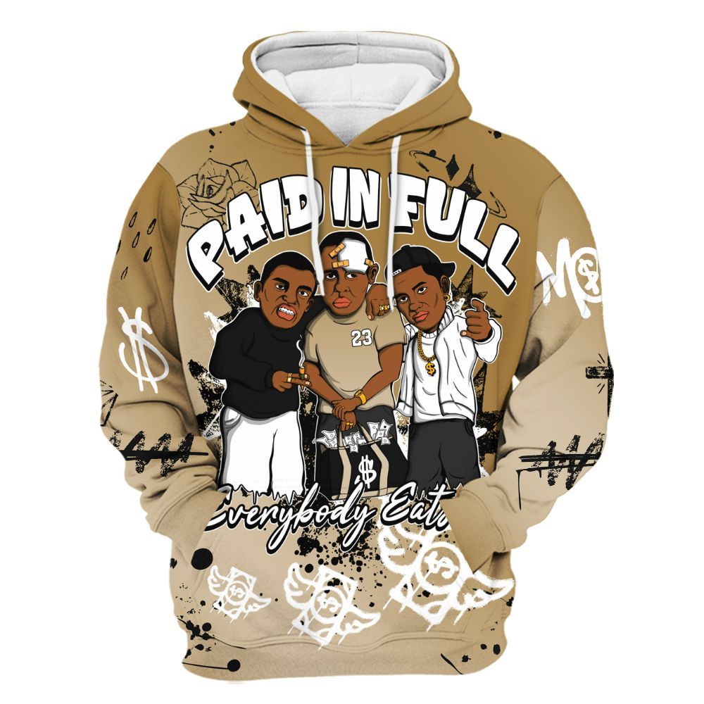 Hoodie To Match Max 96 Low Black White Gold - Everybody Paid In Full Crayon All Over Print