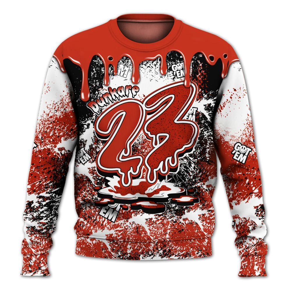 Sweatshirt To Match Red Cement 4s - Dripping 23 Drip All Over Print