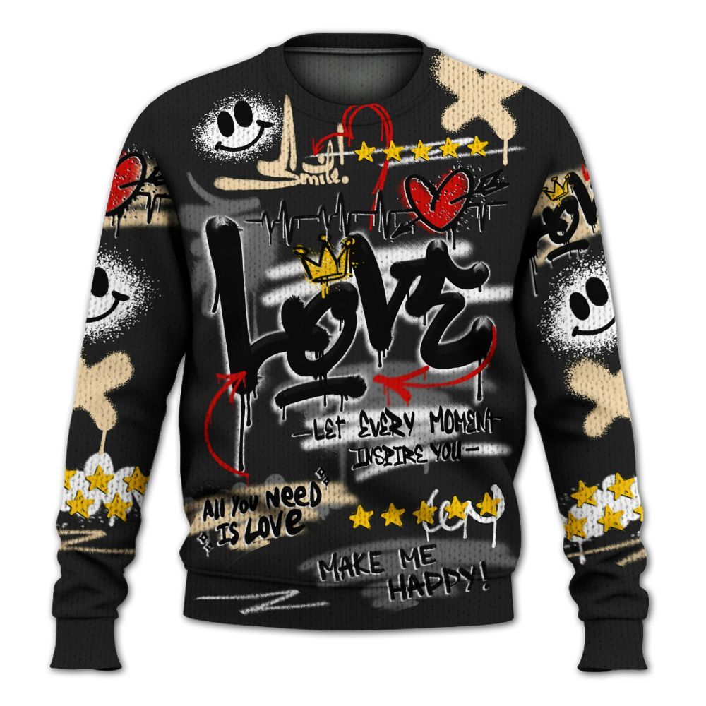 Knitted Sweater To Match Kobe 9 EM Mambacita - Happy Love Beats Graffiti Streetwear