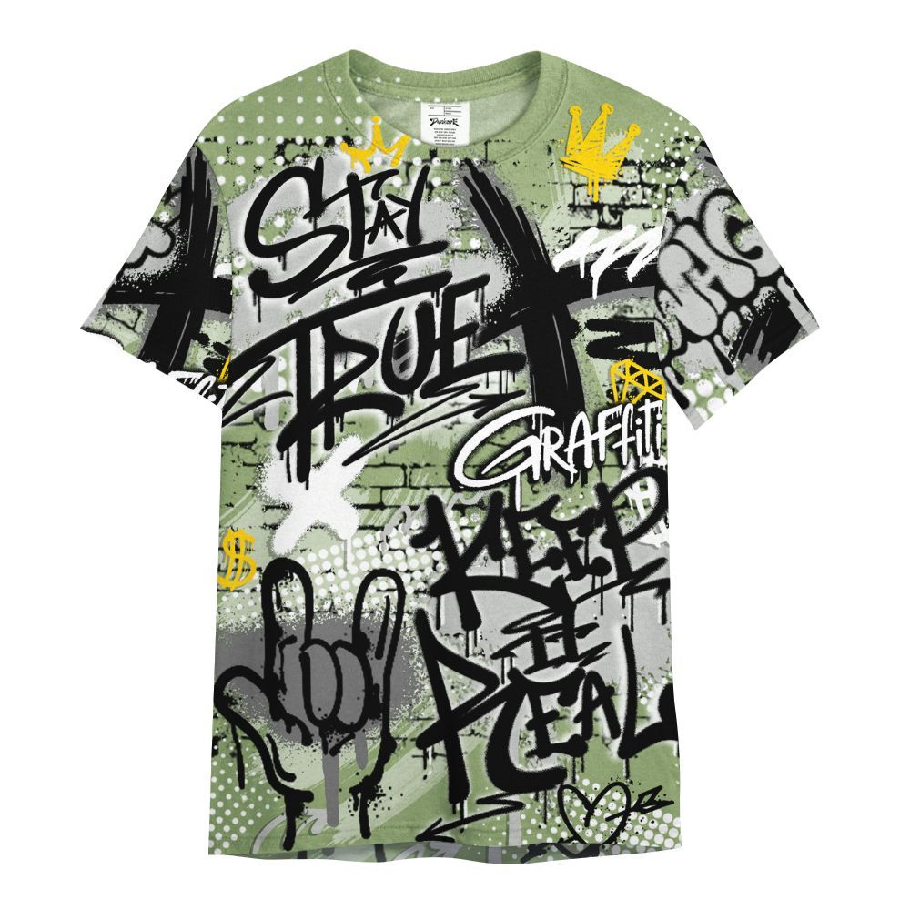 Shirt To Match Oil Green 4s - True It Real Graffiti Streetwear All Over Print