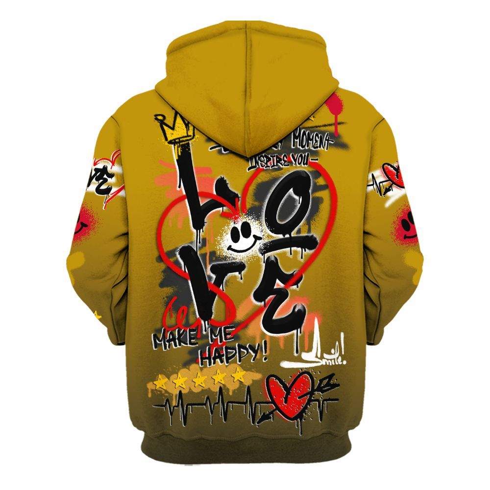 Hoodie To Match Ja 3 Raptor - Happy Love Beats Graffiti Streetwear All Over Print