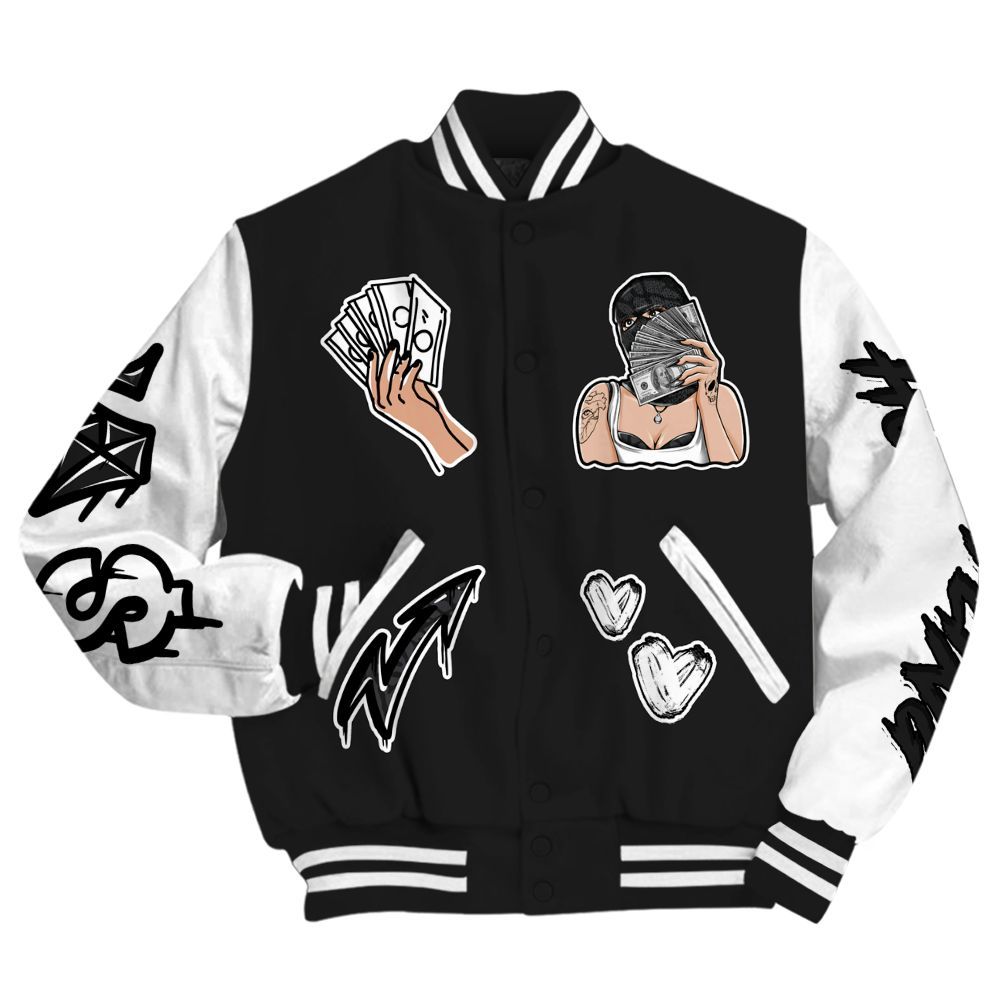 Varsity Jacket To Match Black Cat 3s - Hustling Unique All Over Print