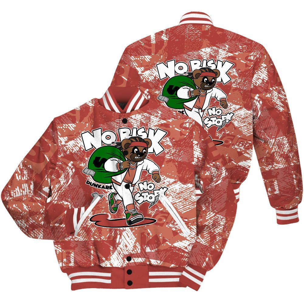 Varsity Jacket To Match Dune Red 13s Shirt - Certain Bear Abstract Graffiti All Over Print