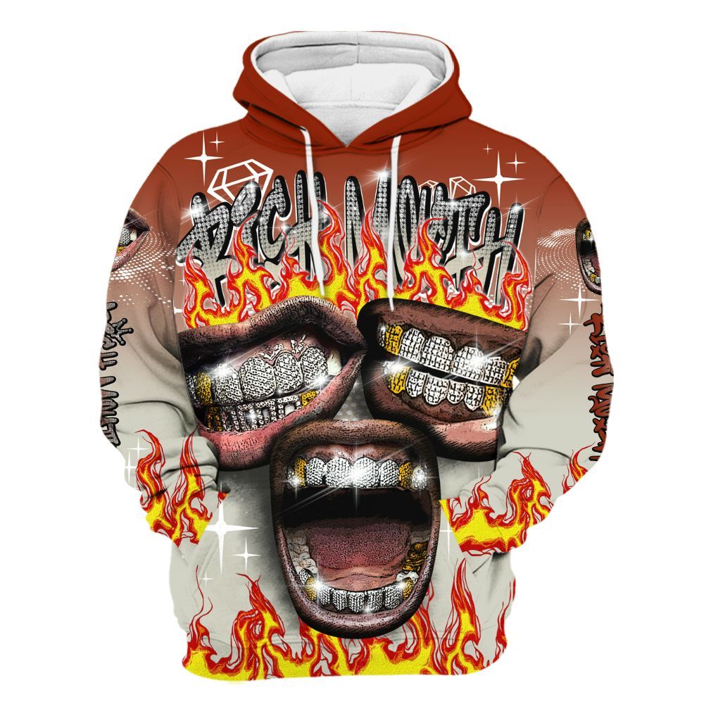 Hoodie To Match El Grito 5s - Rich Mouth Fire Rap Retro 90s All Over Print