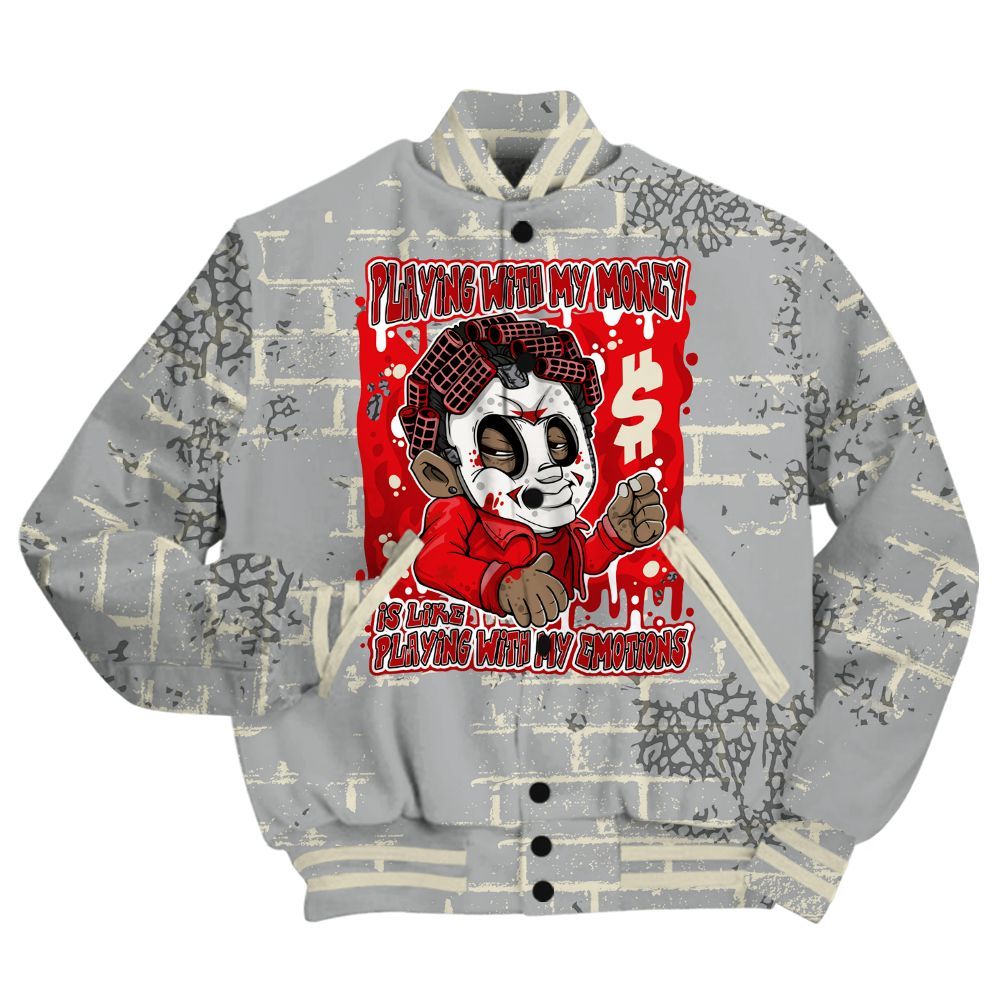 Varsity Jacket To Match Cement Grey 3s Shirt - Playing With My Money Graphic Halloween All Over Print