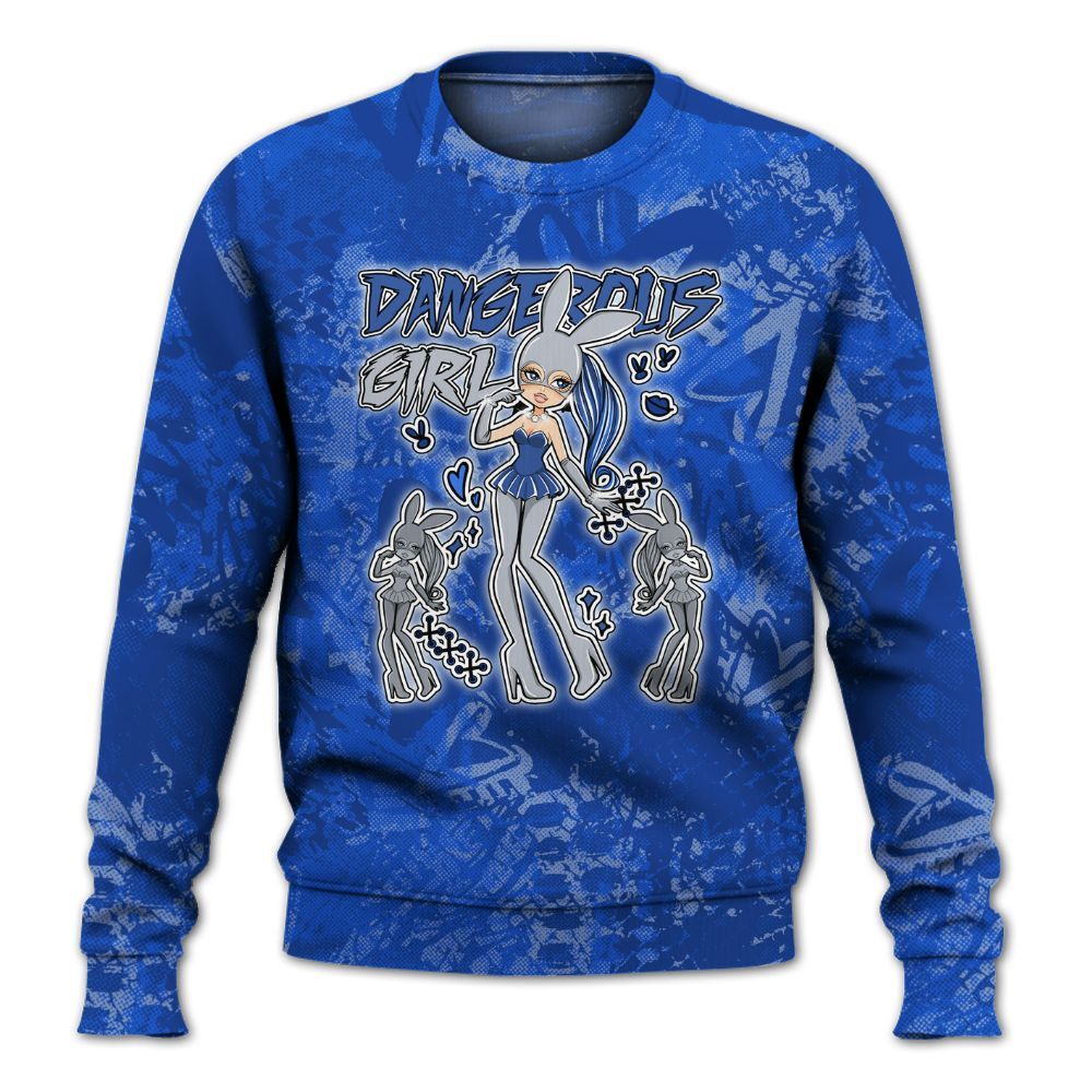 Sweatshirt To Match Air Foamposite One Royal - Dangerous.Girl Heart Grunge All Over Print