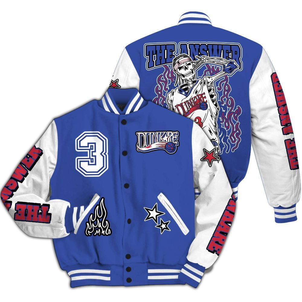 Varsity Jacket To Match Air Griffey Max USA Red White Blue 1s - Allen Answer Skeleton All Over Print