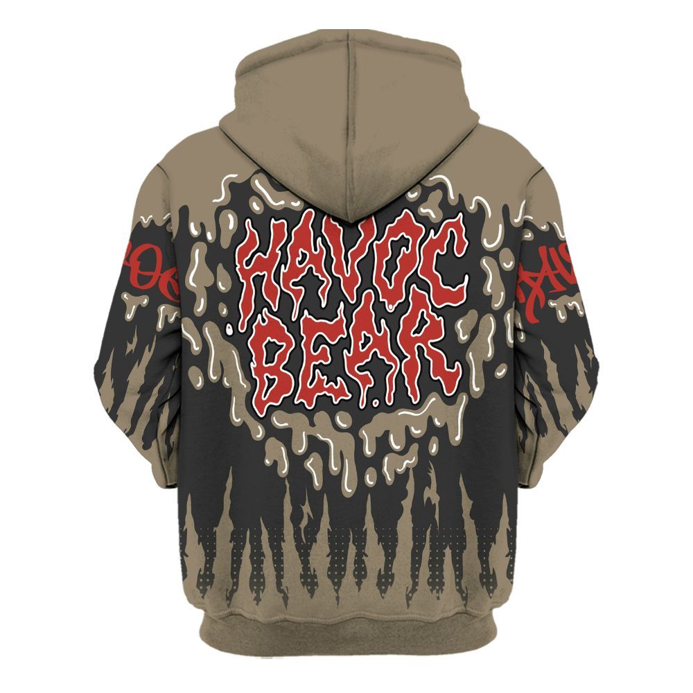 Hoodie To Match Olive 9s - Havok Bear Dripping All Over Print