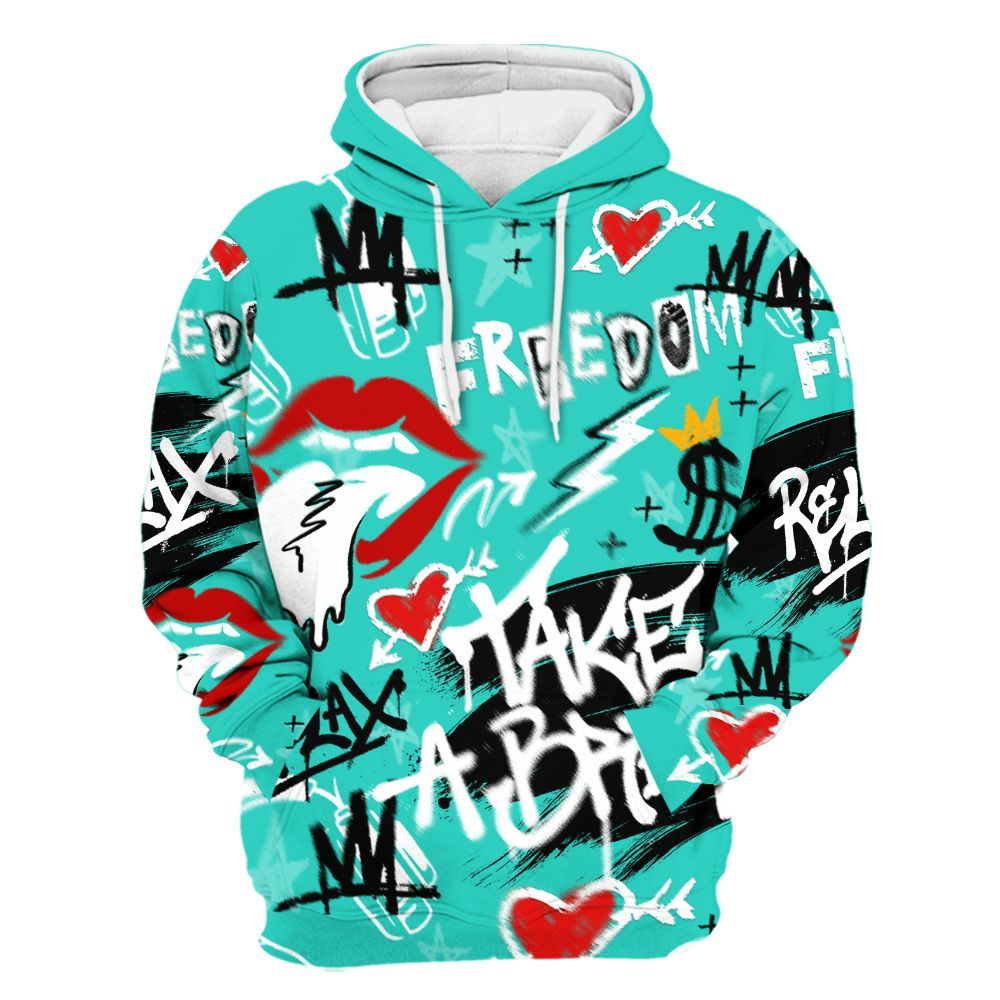 Hoodie To Match Dunk Low Clear Jade - Take Break Freedom Graffiti Streetwear All Over Print