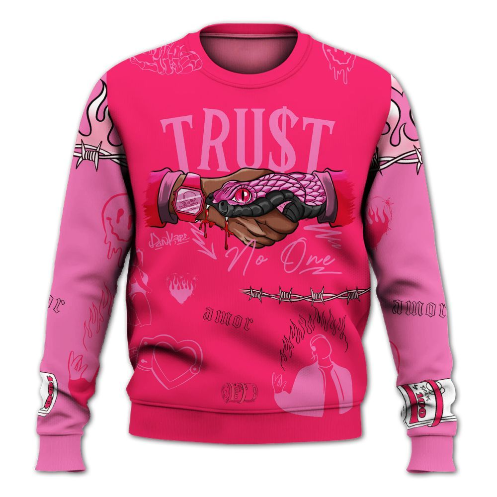 Sweatshirt To Match Air VaporMax Plus Triple Pink - Snake Trust No One All Over Print