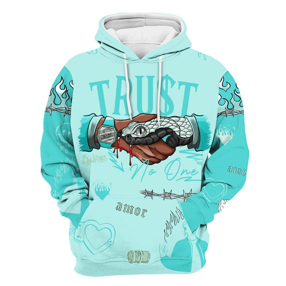 Hoodie To Match Low OG Washed Teal 1s - Snake Trust No One All Over Print