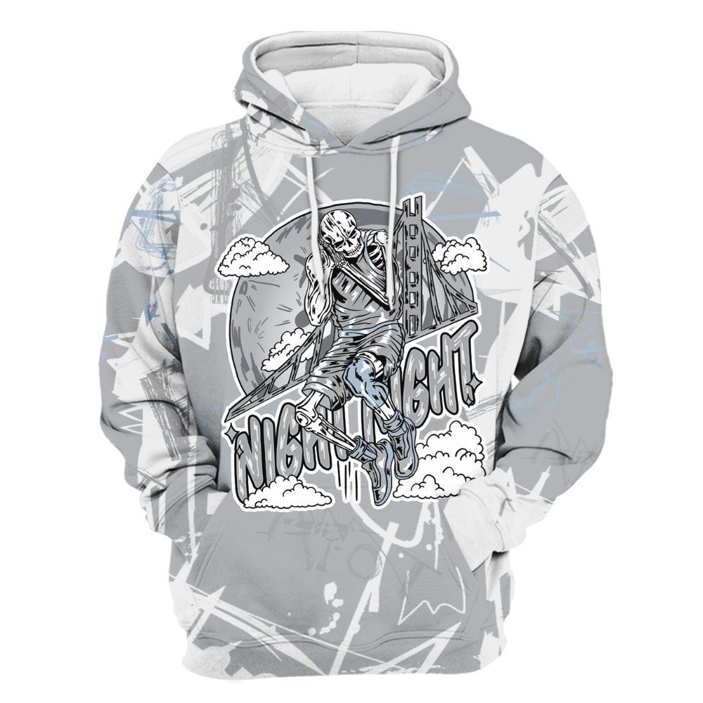 Hoodie To Match Low OG Wolf Grey 1s - Seeya Skeleton Messyz All Over Print