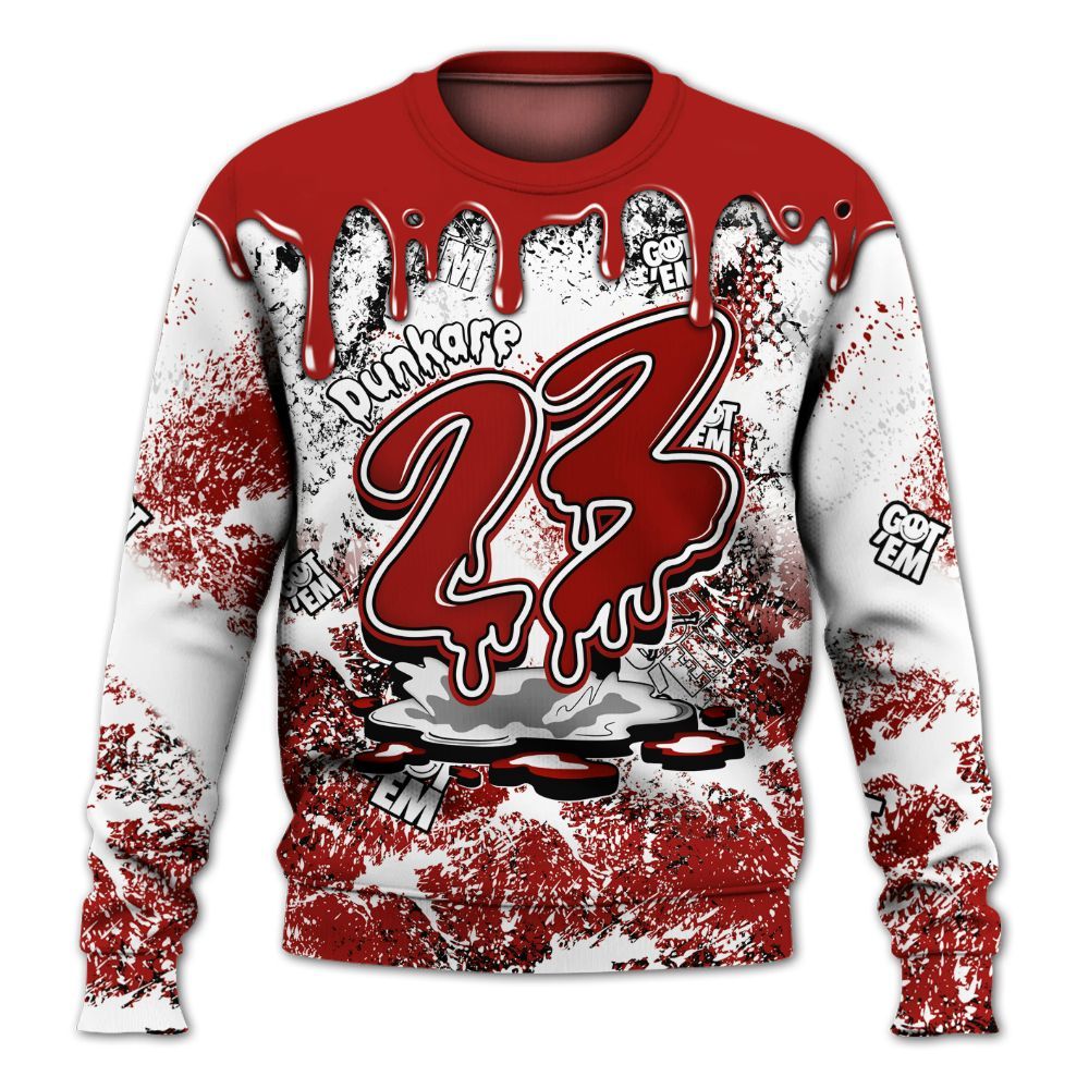 Sweatshirt To Match High OG Varsity Red 1s - Dripping 23 Drip All Over Print