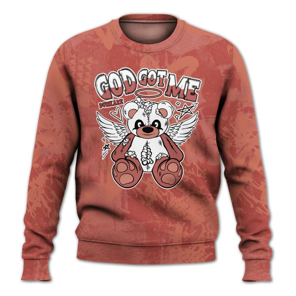 Sweatshirt To Match Dune Red 13s - Gods Guides Me Bear Heart Grunge All Over Print