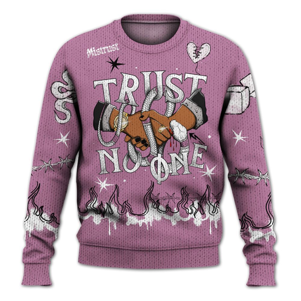 Knitted Sweater To Match Neutral Grey Black White Orchid 4s - Trust No One Snake-Bite Doodle Crayon