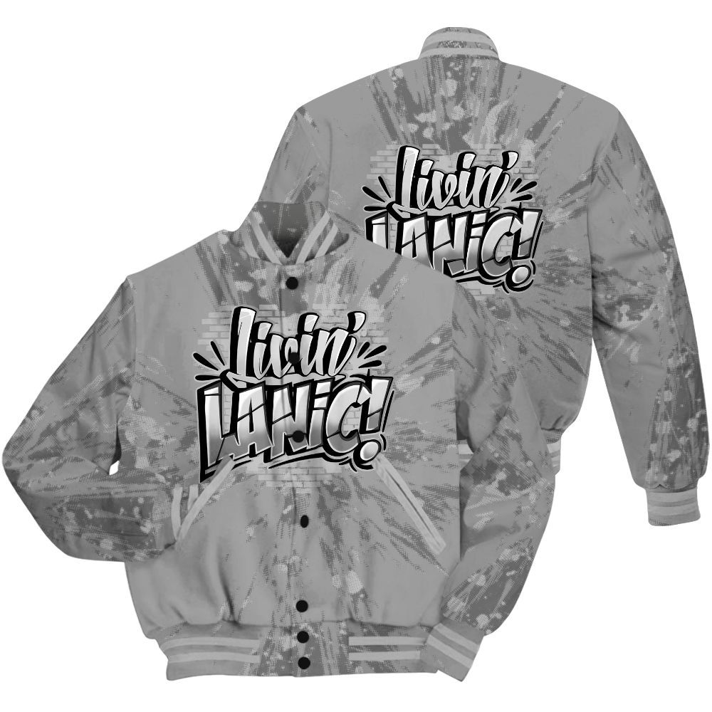 Varsity Jacket To Match Black Wolf Grey 12s Shirt - Living Large Graphic Luxury All Over Print