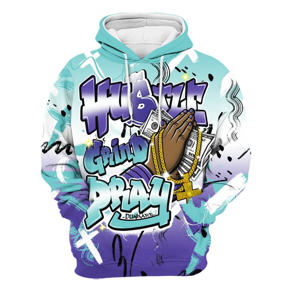 Hoodie To Match Low Hornets 1s - Money Hustle Grind Pray All Over Print
