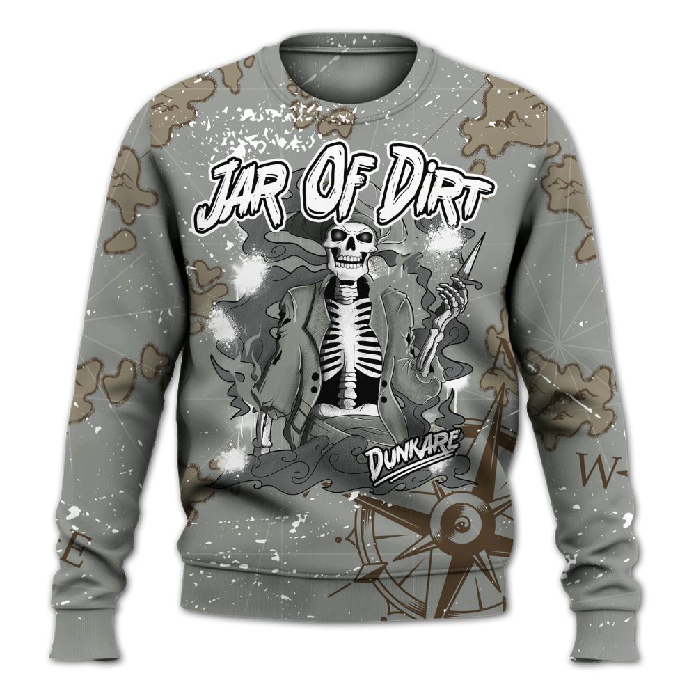 Sweatshirt To Match Paris Cement Grey 4s - Skeleton Jar Of Dirt Retro All Over Print