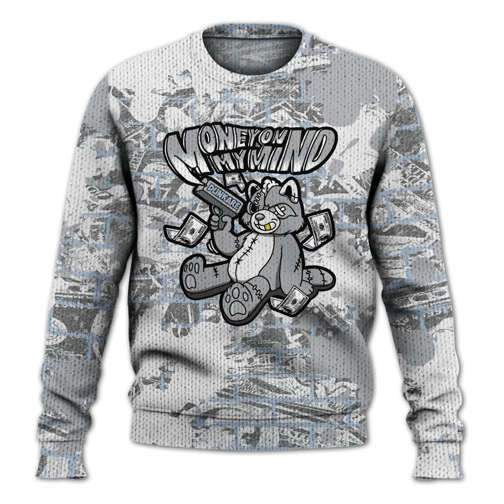 Knitted Sweater To Match Low OG Wolf Grey 1s - Money On My Mind Raccoon Brick