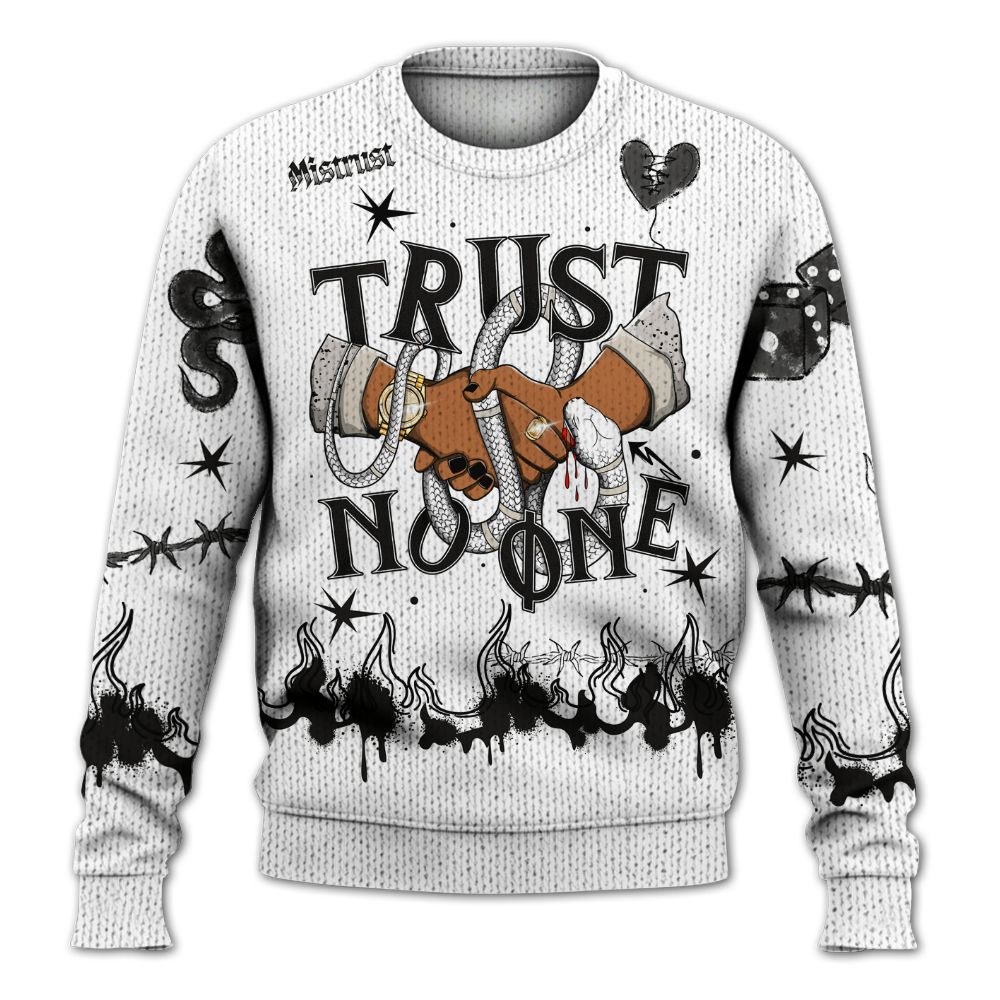 Knitted Sweater To Match Retro Reverse Metallic 5s - Trust No One Snake-Bite Doodle Crayon