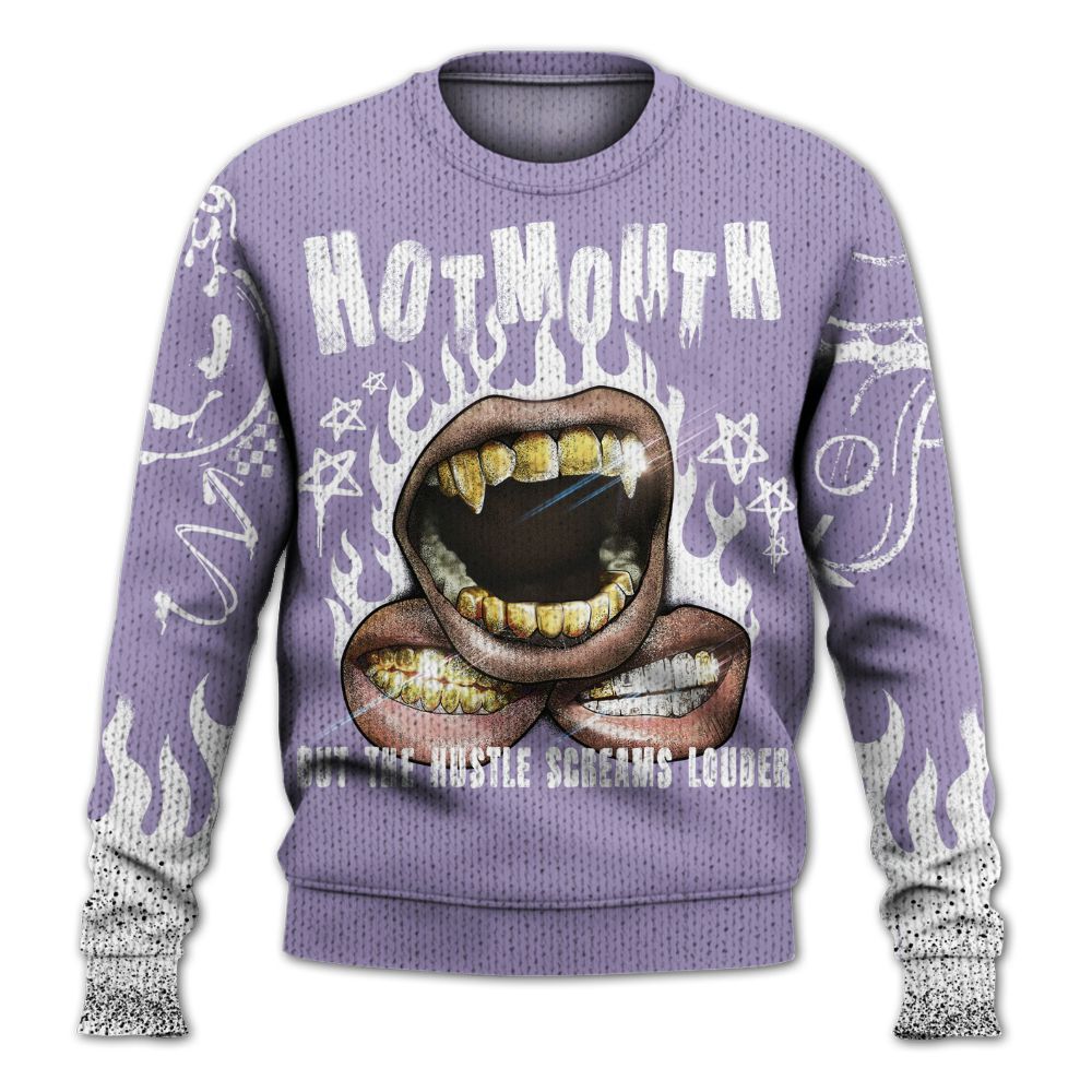 Knitted Sweater To Match Low Pure Violet 11s - Mouth Burning Street Style