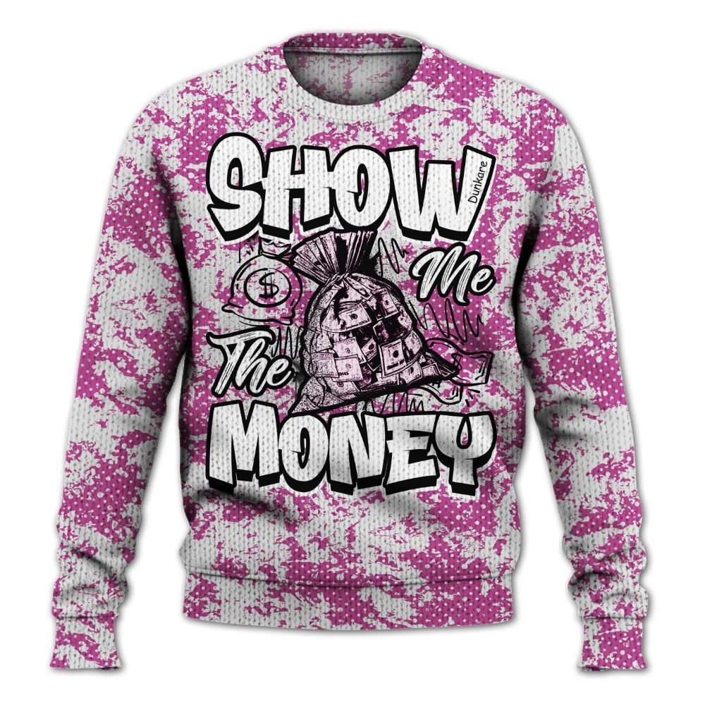 Knitted Sweater To Match Dunk Low Active Fuchsia - Show Me The Money Retro