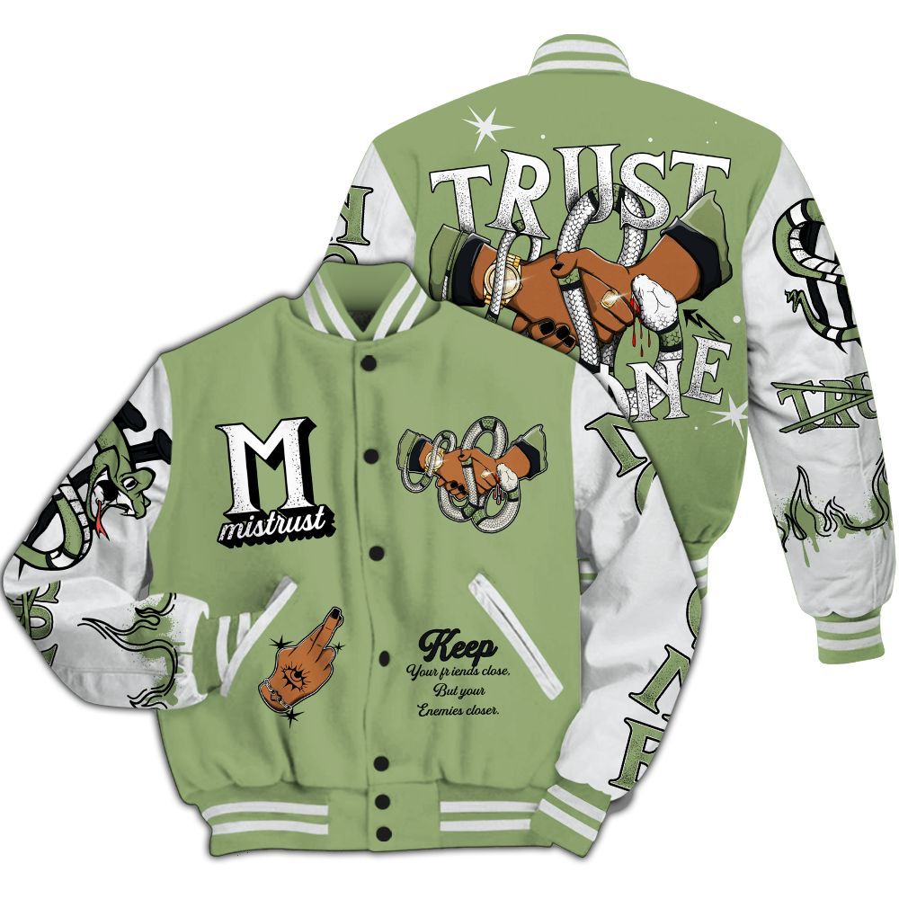 Varsity Jacket To Match Oil Green 4s - Trust No One Snake-Bite Street Style All Over Print